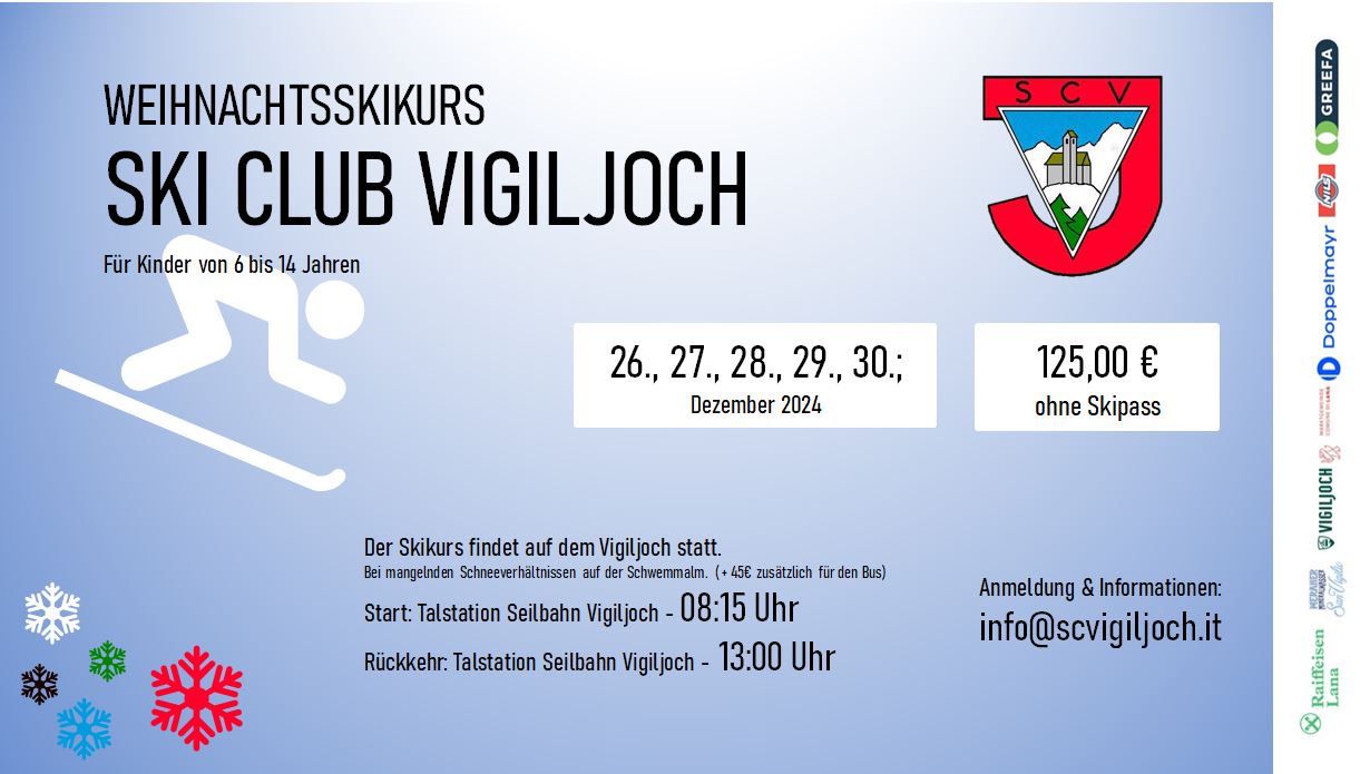 Ski Club Vigiljoch Amateursportverein Weihnachtsskikurs 